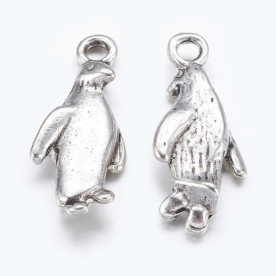 Сплавочные подвески тибетского стиля, без свинца и без кадмия, пингвин, 23x10x3.5 мм, отверстие : 2 мм