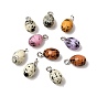Opaque Resin Pendants, Spotted Egg Charm, with Platinum Zinc Alloy Loop