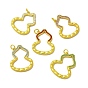 Rack Plating Alloy Rhinestone Pendants with Jump Ring, Gourd Charms, Matte Gold Color