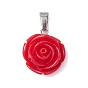 Непрозрачные подвески смолы, Подвески в виде цветка красной розы 304 с защелкой из нержавеющей стали