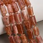 Natural Sunstone Beads Strands, Faceted Column, with Seed Beads