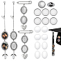 304 Stainless Steel & Alloy Oval Tray Brooch Base Settings, with Heart Charms & Angel Acrylic Pearl Charms & Transparent Glass Cabochons