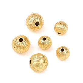 Латунные бусины, гофрированный круглый, без свинца и без кадмия, стойки покрытие, долговечный