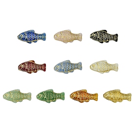 10 шт 10 цвета бусины лэмпворк ручной работы, рыба, золотой металл обвитыми