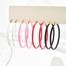 Stylish and Classic French Style Plastic & Stainless Steel Hoop Earrings for Women, Golden