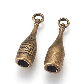 Tibetischer stil Aluminium Anhänger & Charms, Flasche mit Wort Wein, cadmiumfrei und bleifrei, 28x8 mm, Bohrung: 3 mm, ca. 367 Stk. / 1000 g