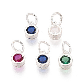 925 Подвески из стерлингового серебра с инкрустацией кубическим цирконием, плоские круглые, с печатью 925, серебряные