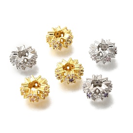 Цветок латуни микро проложить кубического циркония европейские шарики, бусины с большим отверстием, долговечный, без кадмия и без свинца, стойки покрытие