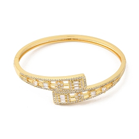 Clear Cubic Zirconia Cuff Bangle, Brass Jewelry for Women