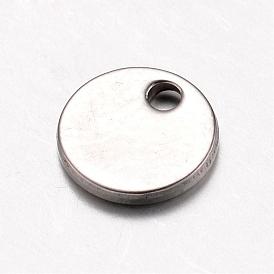 201 Stainless Steel Charms, Blank Stamping Tag, Flat Round, 7x1mm, Hole: 1mm