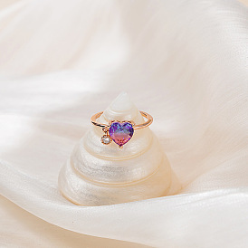 Crystal Love Heart Ring - Elegant, Versatile, Fairy-like, Personality Ring for Girls.