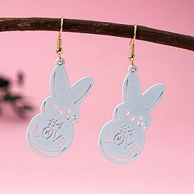 Пасхальные серьги-подвески из сплава, кролик, золотые