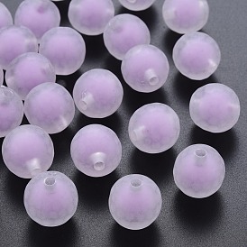 Transparent Acrylic Beads, Bead in Bead, Faceted, Frosted, Round