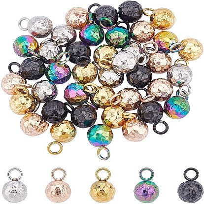 40 pcs 5 colores 304 dijes de acero inoxidable, rondo, textura