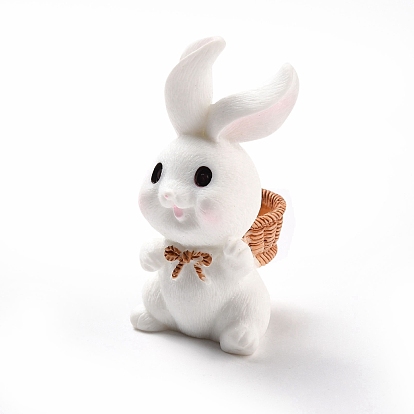 Opaque Resin Cabochons, Rabbit with Bamboo Basket