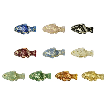 10 шт 10 цвета бусины лэмпворк ручной работы, рыба, золотой металл обвитыми