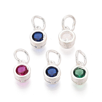 925 Подвески из стерлингового серебра с инкрустацией кубическим цирконием, плоские круглые, с печатью 925, серебряные