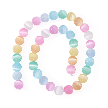 1 нити натуральных селенитовых бусин нити, класс А, окрашенные, круглые