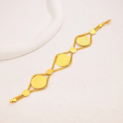 Элегантные латунные цепочные браслеты для женщин, плоско-круглые