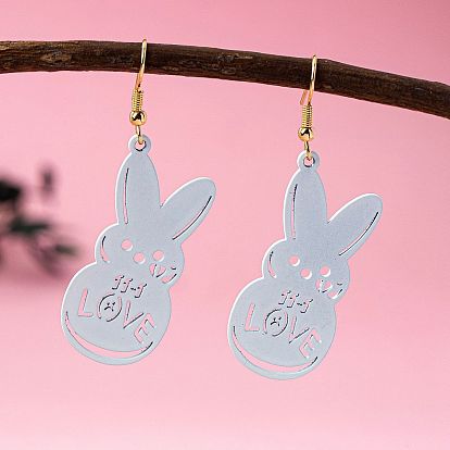 Пасхальные серьги-подвески из сплава, кролик, золотые