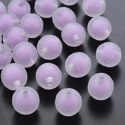 Transparent Acrylic Beads, Bead in Bead, Faceted, Frosted, Round