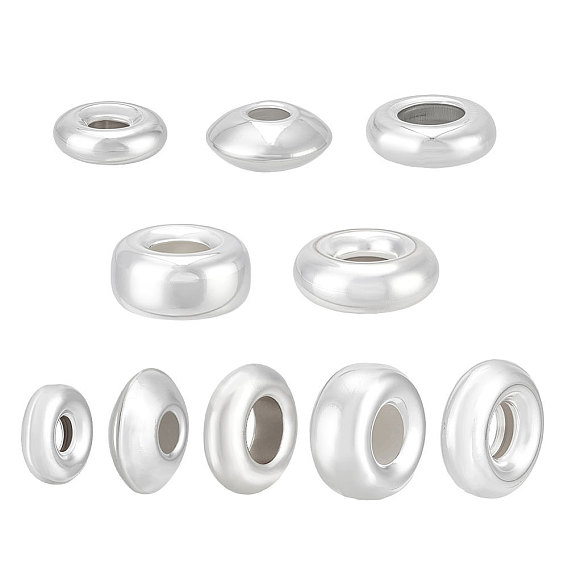 10 шт. 5 стили 925 бусины-разделители из стерлингового серебра, разнообразные, рондель