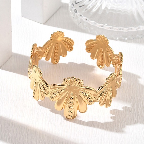 Ocean 304 Stainless Steel Cuff Bangles, Shell Shape
