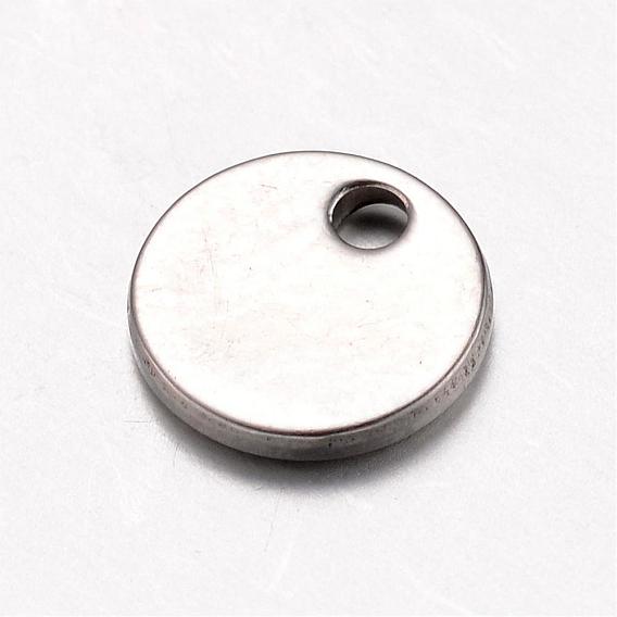201 Edelstahl Reize, blank Präge Tag, Flachrund, 7x1 mm, Bohrung: 1 mm