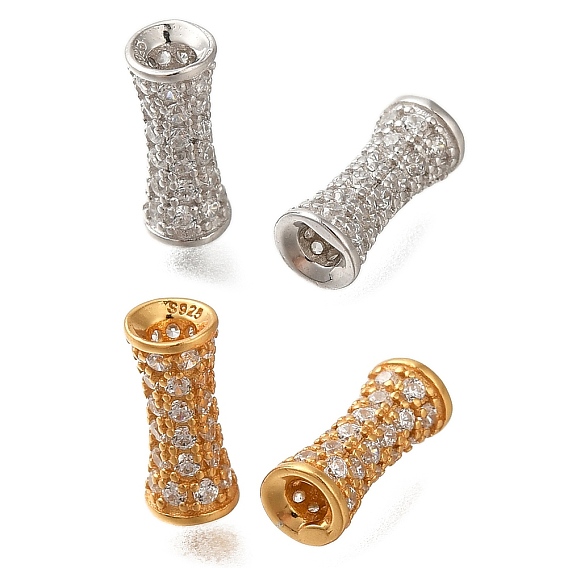 925 бусины из стерлингового серебра с микропаве, прозрачные бусины из кубического циркония, колонка