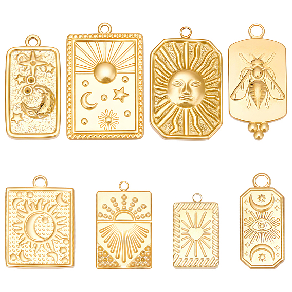 8 шт. 8 стили 304 и 201 подвески из нержавеющей стали, прямоугольные, ионное покрытие (ip)