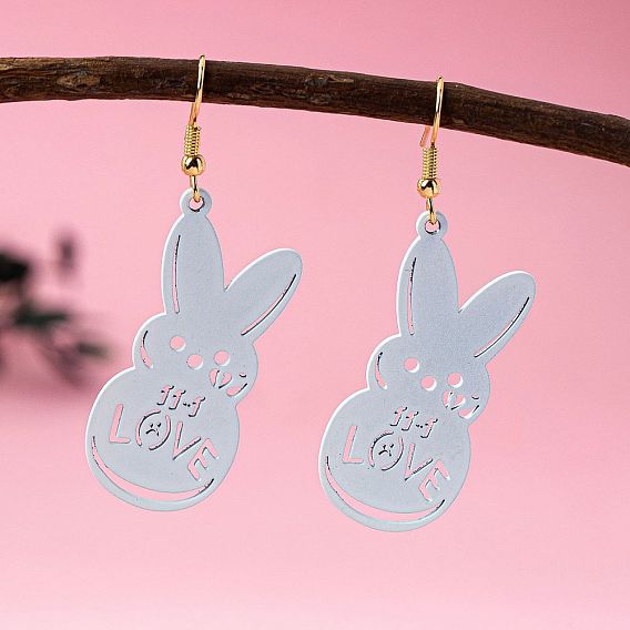 Пасхальные серьги-подвески из сплава, кролик, золотые