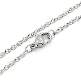 Unisex 304 Stainless Steel Cable Chain Necklace with Lobster Claw Clasps