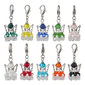 Angel Glass Pendant Decorations, with Alloy Lobster Claw Clasps