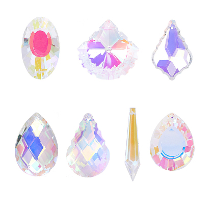 Transparent Glass Pendants, for Chandelier Crystal Hanging Pendants, Faceted, Mixed Shapes