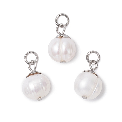 Натуральные жемчужные картофельные прелести, с 304 фурнитурой из нержавеющей стали, цветочный белый