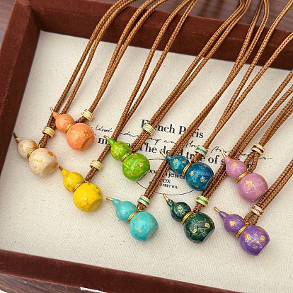 Ожерелья с подвесками из латуни и тыквенной эмали, ожерелья из джутового шнура