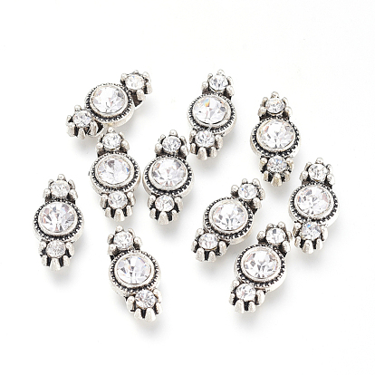 Des perles en alliage entretoises, avec strass cristal, candy
