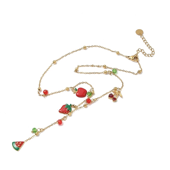 Лето 304 подвеска из нержавеющей стали с эмалью и акрилом в виде красной клубники, арбуза и вишни, y ожерелья для женщин