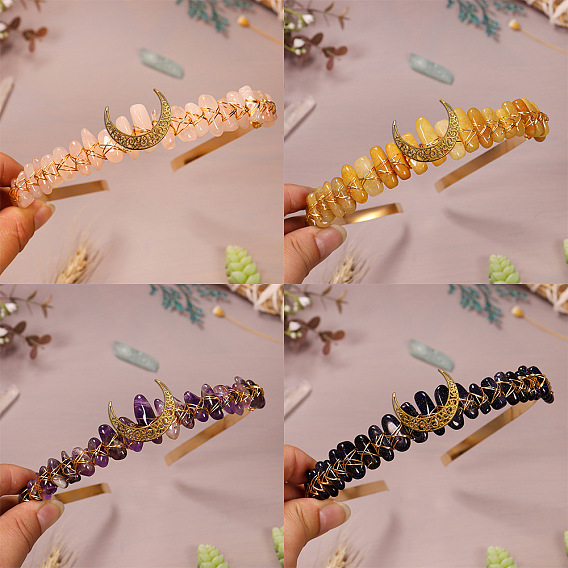 Обручи для волос с натуральными и синтетическими камнями, корона для волос, для женщин девушек