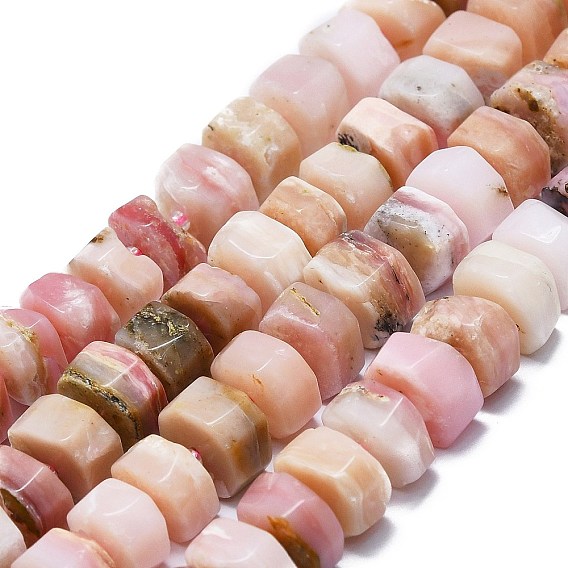 Natural Pink Opal Beads Strands, with Seed Beadsl, Faceted Column