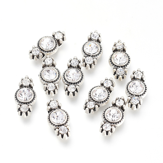 Des perles en alliage entretoises, avec strass cristal, candy