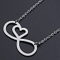 201 подвесные из нержавеющей стали ожерелья, с кабельными цепями и когтями омара застежками, бесконечность с сердцем