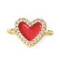 Подвески в форме сердца из латуни с микро-паве и прозрачным кубическим цирконием, красной эмалью, долговечный, без кадмия и без свинца, стойки покрытие