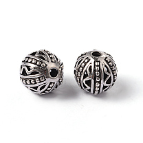 Tibetan Style Alloy Round Beads, Cadmium Free & Nickel Free & Lead Free, 11mm, Hole: 2mm