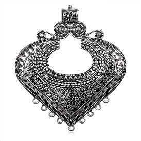 Cardiaques style tibétain composants en alliage de lustre liens, 84x74x4mm, Trou: 2mm