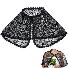 Съемные свадебные кружевные шали из полиэстера, шаль болеро, свадебная кружевная накидка с цветочным принтом, с кнопкой оснастки