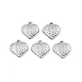304 Stainless Steel Pendants, Textured, Heart