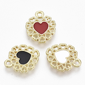 Golden Plated Alloy Enamel Pendants, Heart