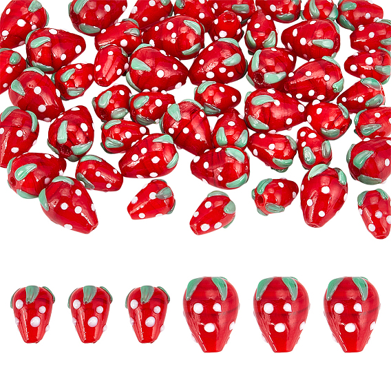 Ручной работы Lampwork 3 d клубника шарики