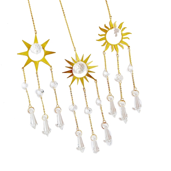 Подвесные украшения из латуни и железа на солнечную цепочку, k9 стеклянные конусные кисточки-ловушки для солнца для садовых наружных подвесных украшений